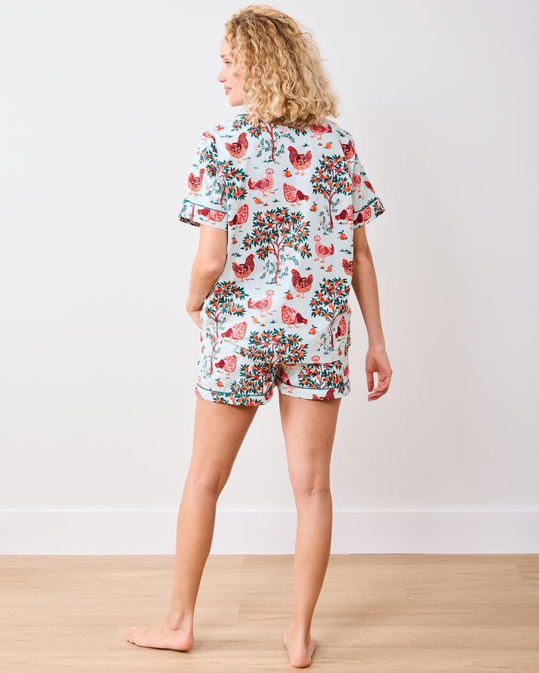 Hen House - Short PJ Set - Soft Blue - Printfresh