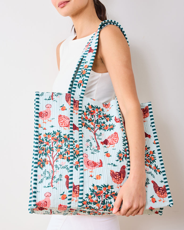 Hen House - The Traveler Tote - Soft Blue - Printfresh