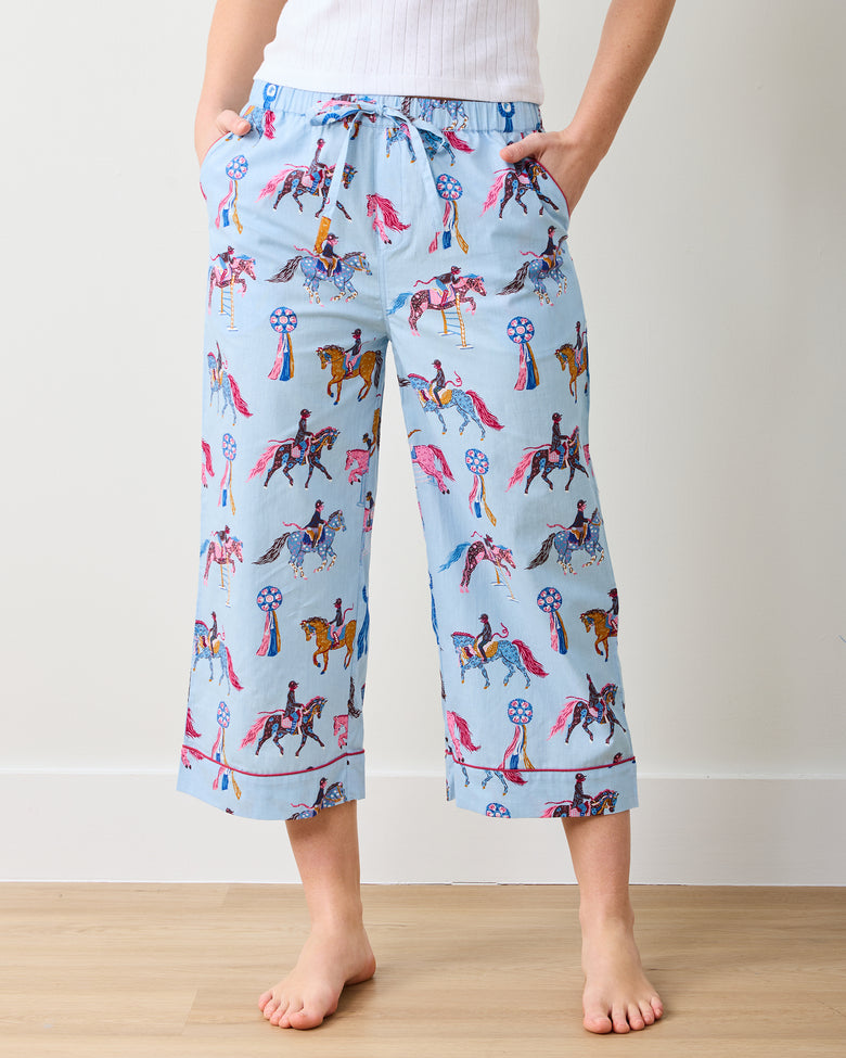 Horse Show - Cropped PJ Pants - Blue Ribbon - Printfresh