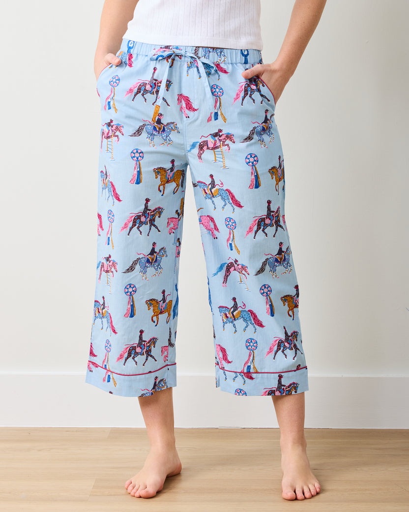 Horse Show - Cropped PJ Pants - Blue Ribbon - Printfresh