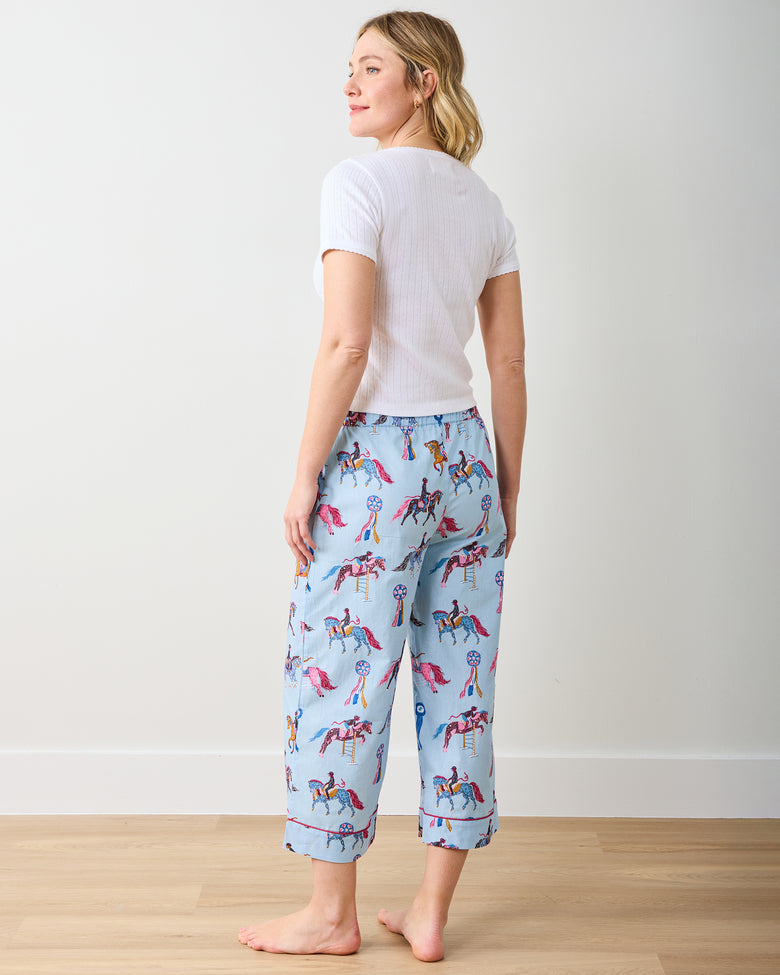 Horse Show - Cropped PJ Pants - Blue Ribbon - Printfresh