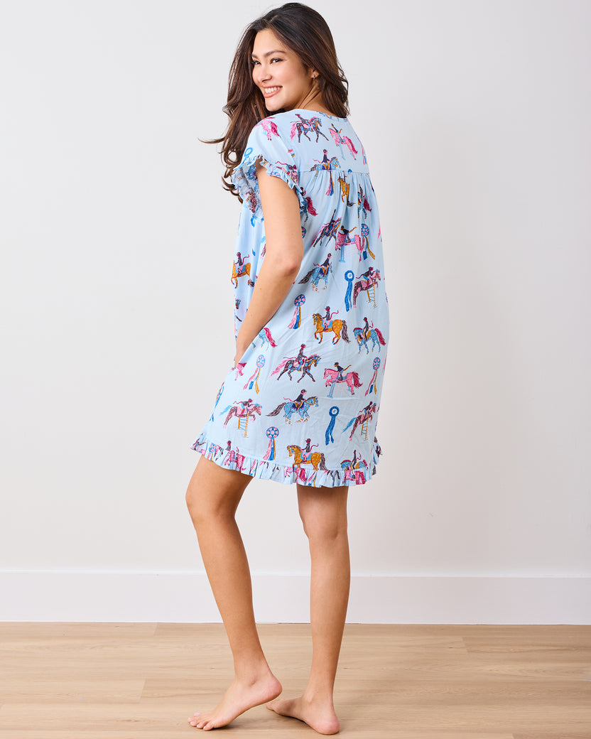 Horse Show - Pintuck Nightgown - Blue Ribbon - Printfresh