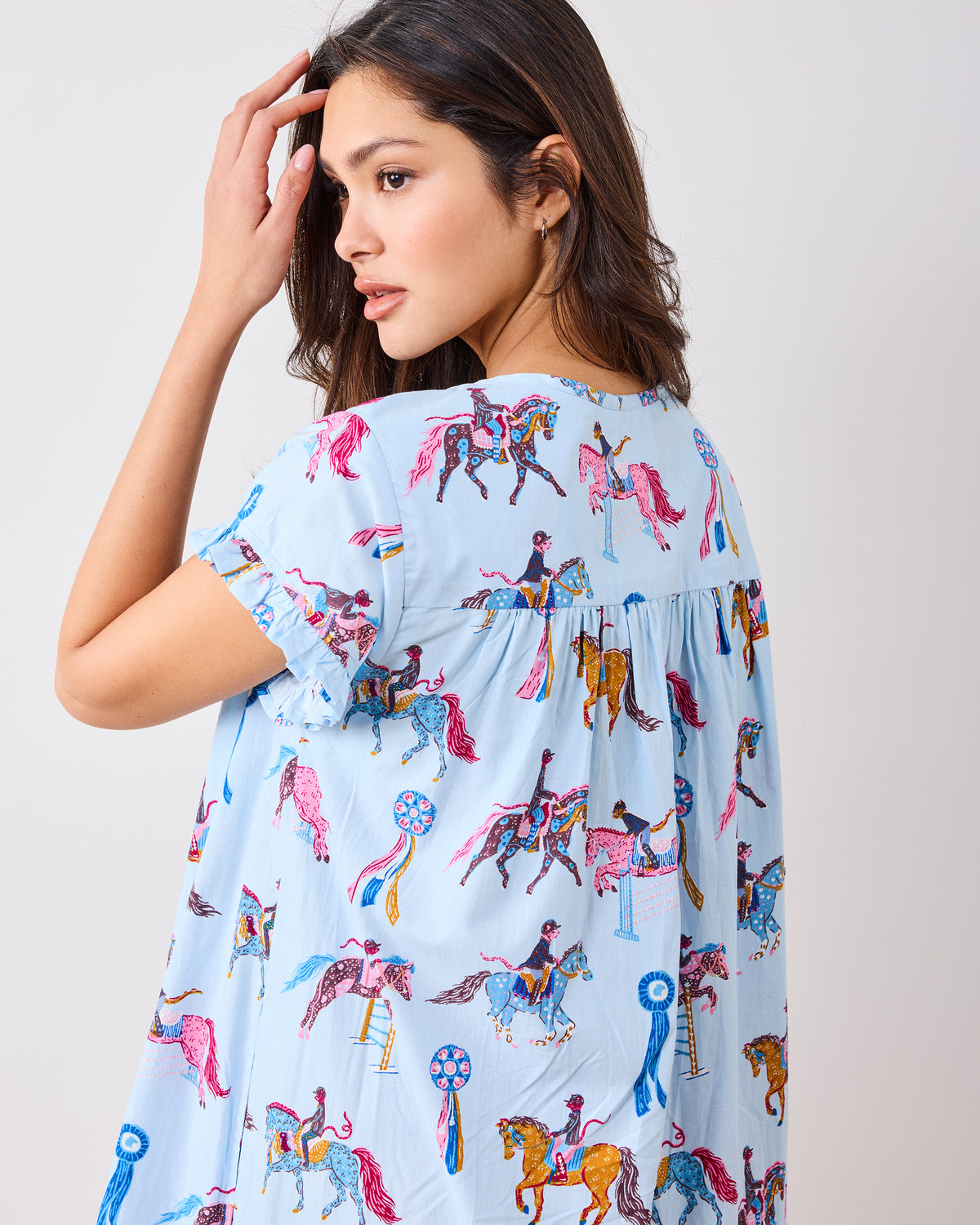 Horse Show - Pintuck Nightgown - Blue Ribbon - Printfresh