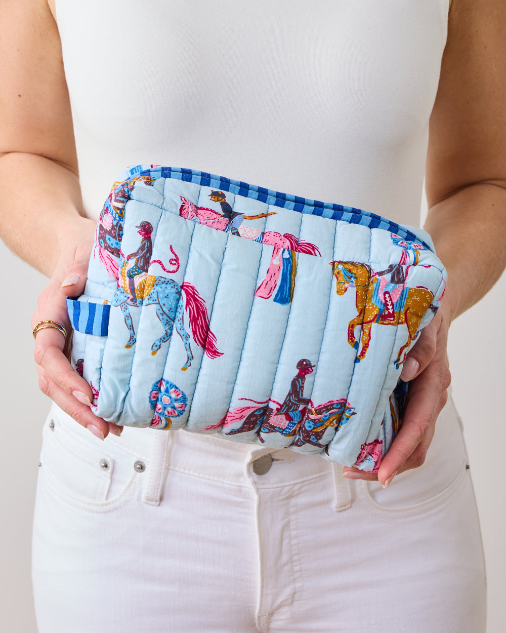 Horse Show - Quilted Pouch - Powder Blue - Printfresh