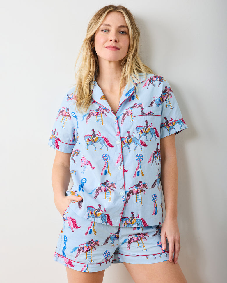 Horse Show - Short PJ Set - Blue Ribbon - Printfresh