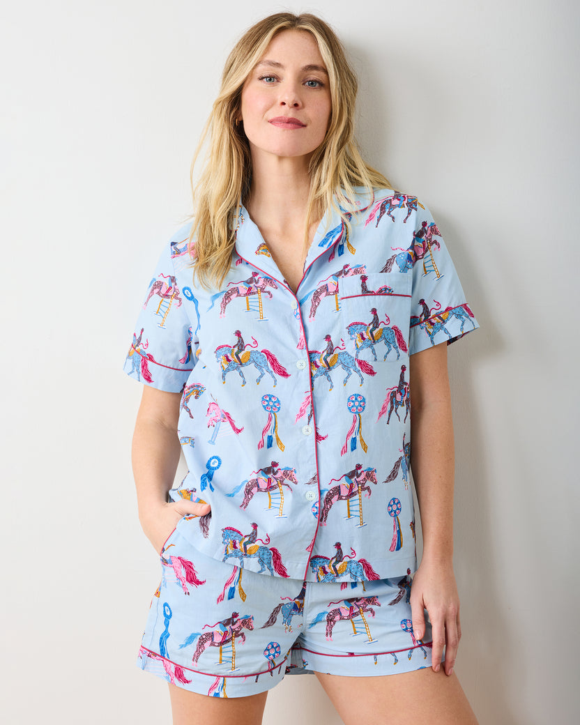 Horse Show - Short PJ Set - Blue Ribbon - Printfresh