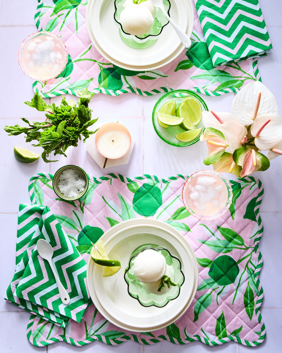 Lime Zest - Dinner Napkins Set Of 4 - Pink Salt - Printfresh