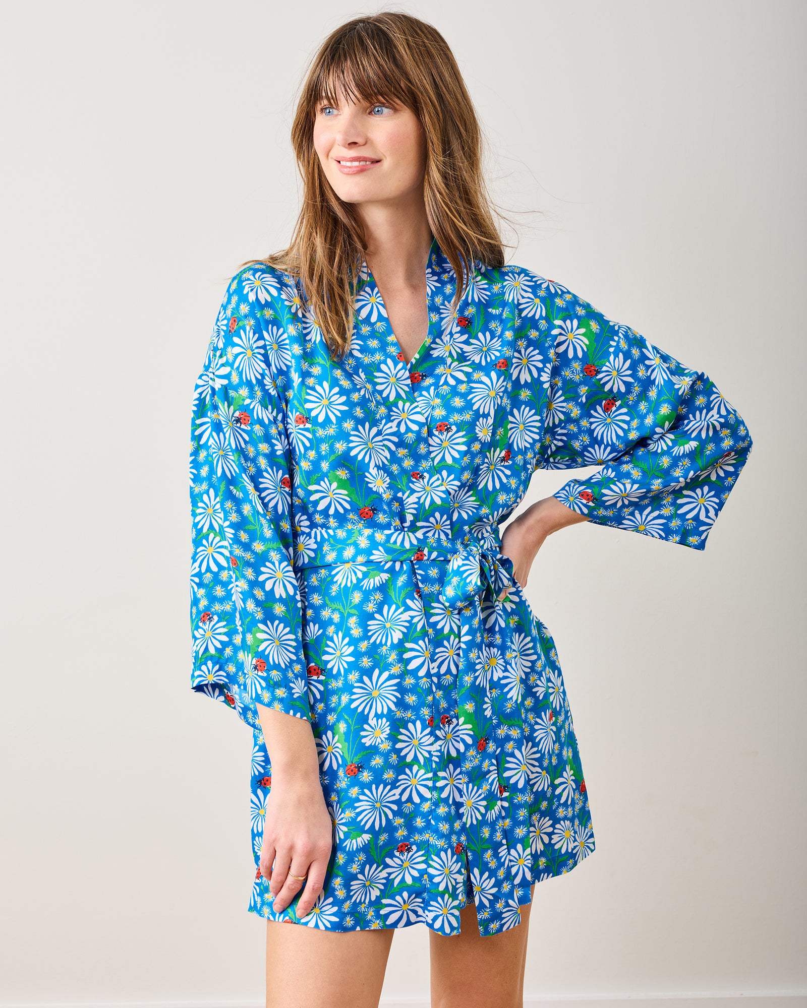 Lucky Daisy - Glam Mini Robe - Deep Cobalt - Printfresh