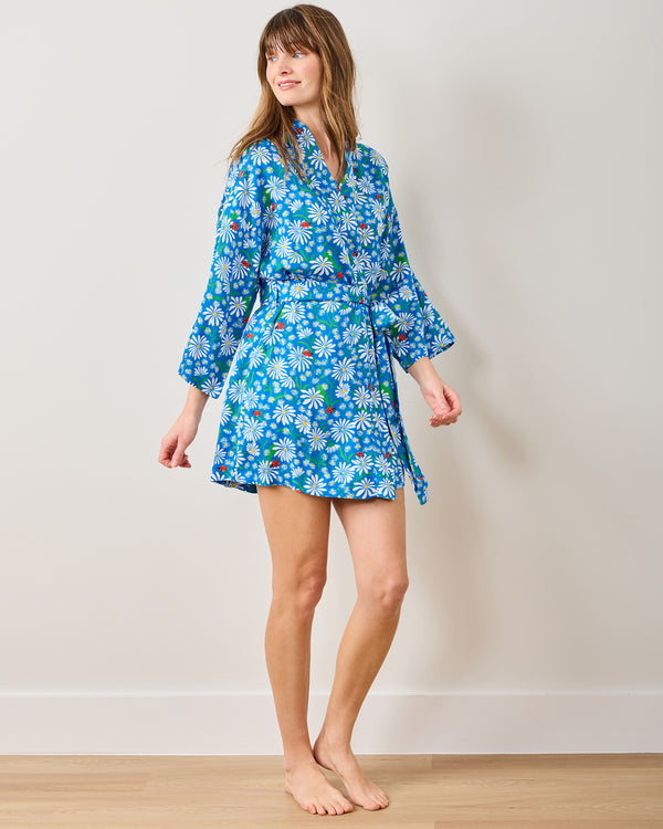 Lucky Daisy - Glam Mini Robe - Deep Cobalt - Printfresh