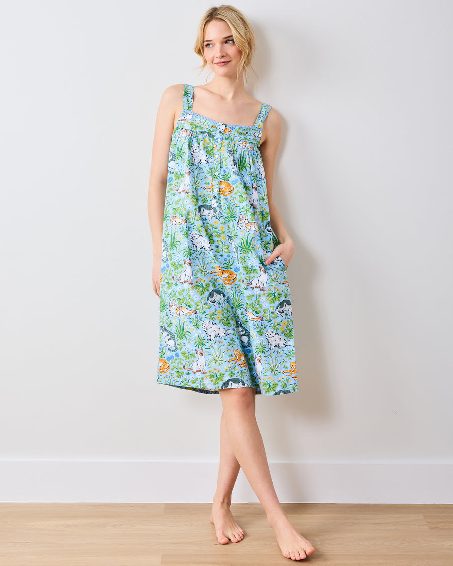 Must Love Cats - Back To Bed Nightgown - Cornflower - Printfresh