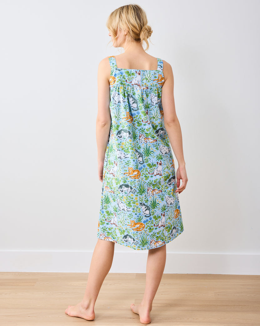 Must Love Cats - Back To Bed Nightgown - Cornflower - Printfresh