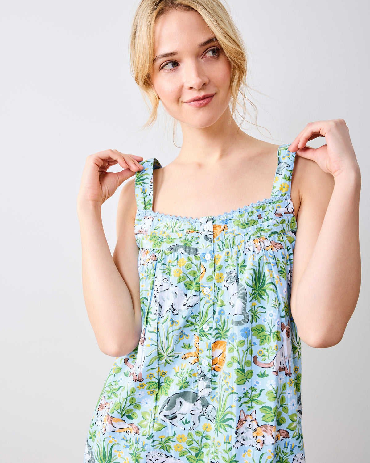 Must Love Cats - Back To Bed Nightgown - Cornflower - Printfresh
