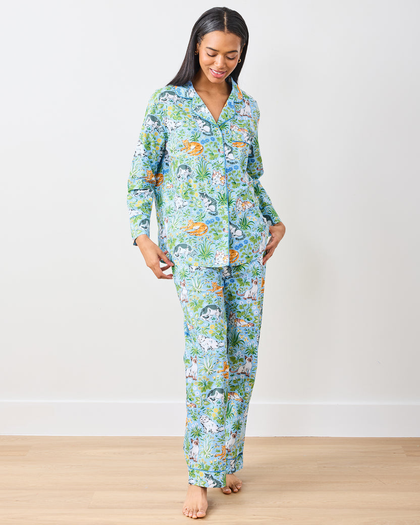 Must Love Cats - Petite Long PJ Set - Cornflower - Printfresh