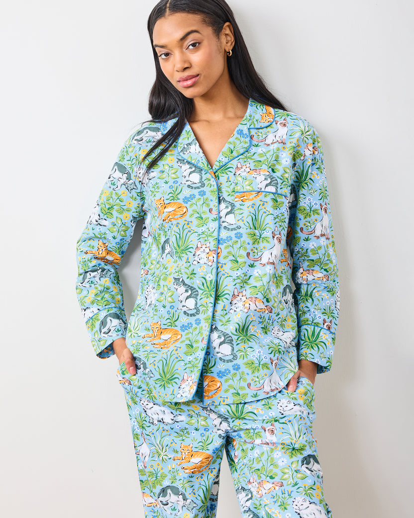 Must Love Cats - Petite Long PJ Set - Cornflower - Printfresh
