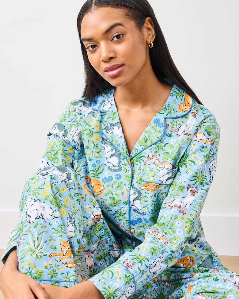 Must Love Cats - Petite Long PJ Set - Cornflower - Printfresh