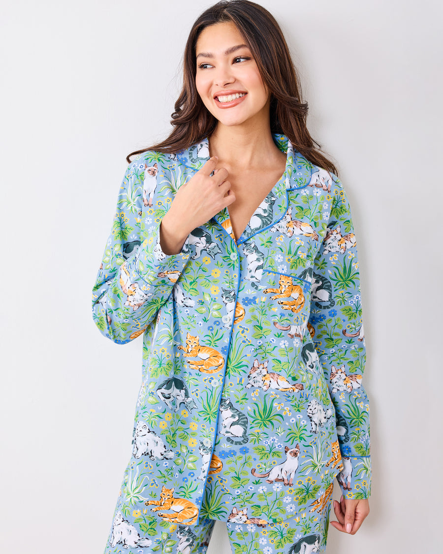 Must Love Cats - Long PJ Set  - Cornflower - Printfresh