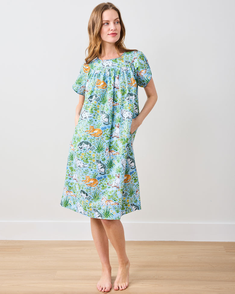Must Love Cats - Retro Dreams Nightgown - Cornflower - Printfresh