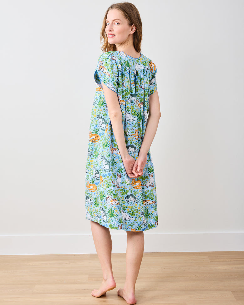 Must Love Cats - Retro Dreams Nightgown - Cornflower - Printfresh