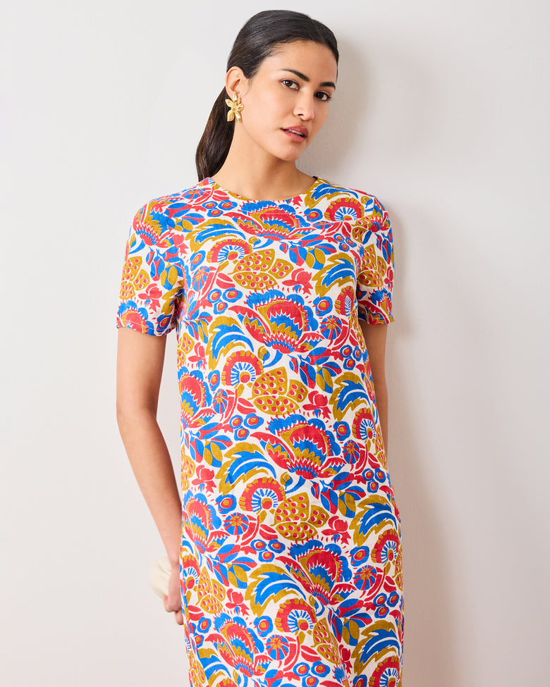 PF + Pencil & Paper Co. Bahama Blooms - Camila Dress - Blue & Red - Printfresh