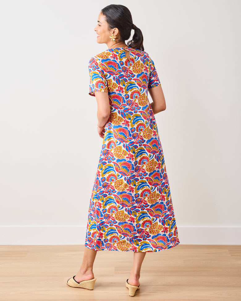 PF + Pencil & Paper Co. Bahama Blooms - Camila Dress - Blue & Red - Printfresh