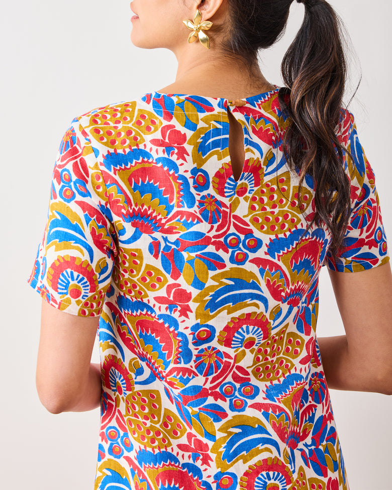 PF + Pencil & Paper Co. Bahama Blooms - Camila Dress - Blue & Red - Printfresh