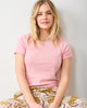 Pointelle Short Sleeve Tee - Pink Gemstone - Printfresh