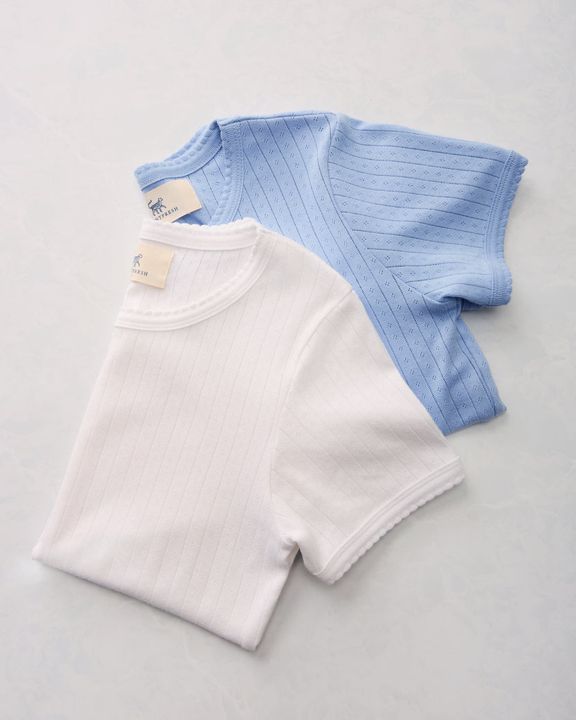 2-Piece Pointelle Tee Bundle - Misty Blue/Cloud - Printfresh