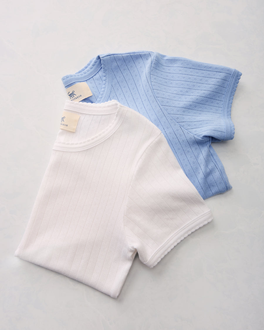 2-Piece Pointelle Tee Bundle - Misty Blue/Cloud - Printfresh