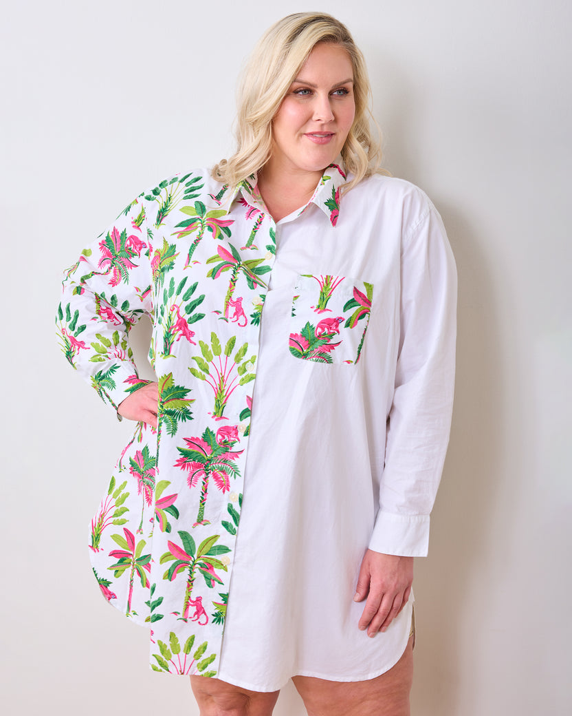 Royal Palms - Everyday Button Down - Pink Basil - Printfresh