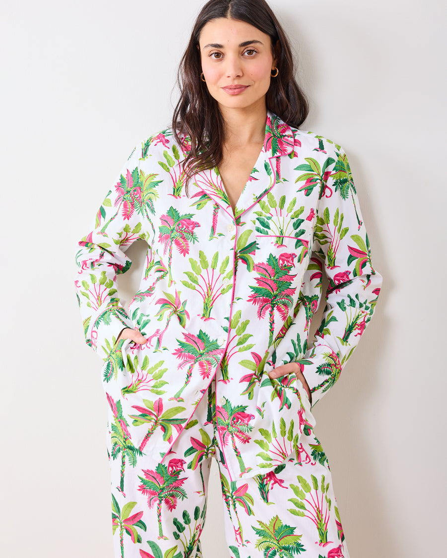 Royal Palms - Long PJ Set - Pink Basil - Printfresh