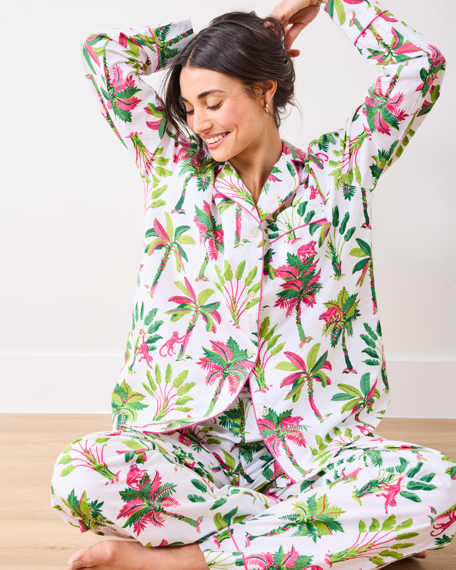 Royal Palms - Long PJ Set - Pink Basil - Printfresh