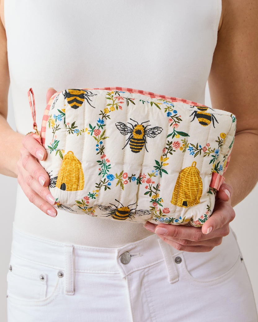 Sweet Bee - Quilted Pouch - Cream - Printfresh