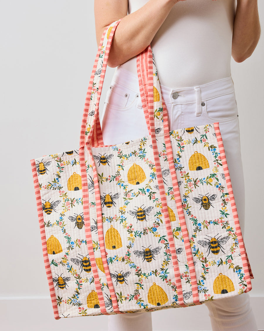 Sweet Bee - The Traveler Tote - Cream - Printfresh