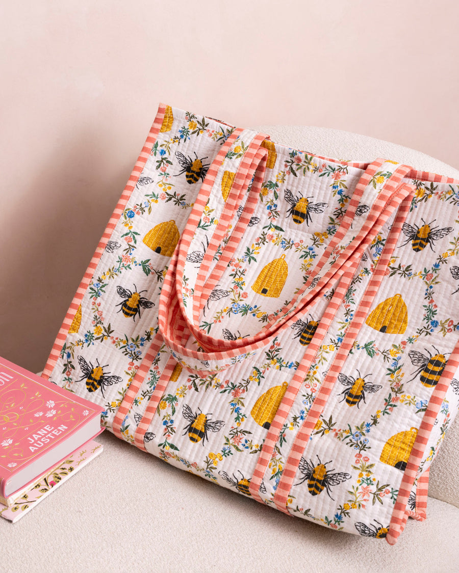 Sweet Bee - The Traveler Tote - Cream - Printfresh