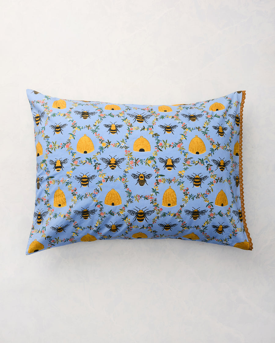 Sweet Bee - Pillowcase Set Of 2 - Soft Blue - Printfresh