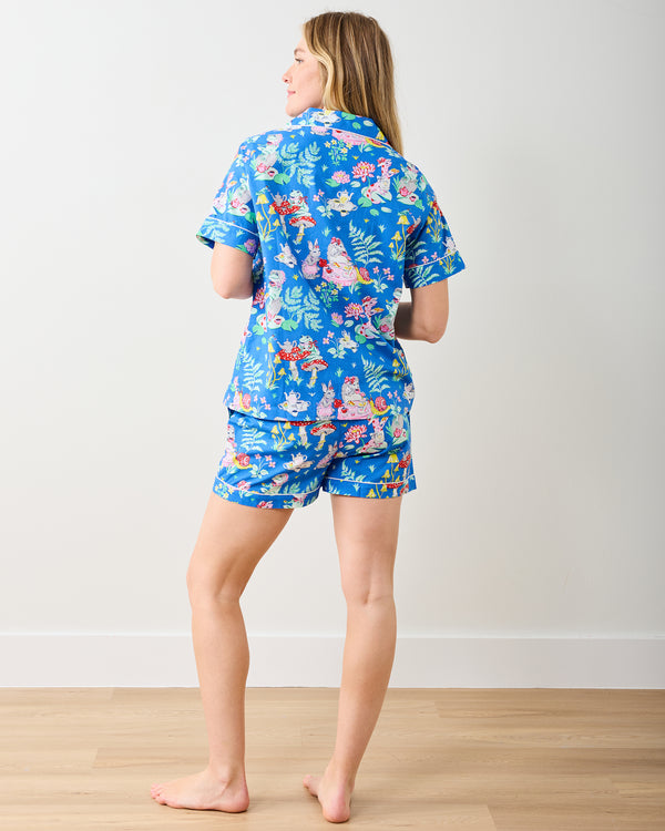 Tea Party - Short PJ Set -  Soft Cobalt - Printfresh