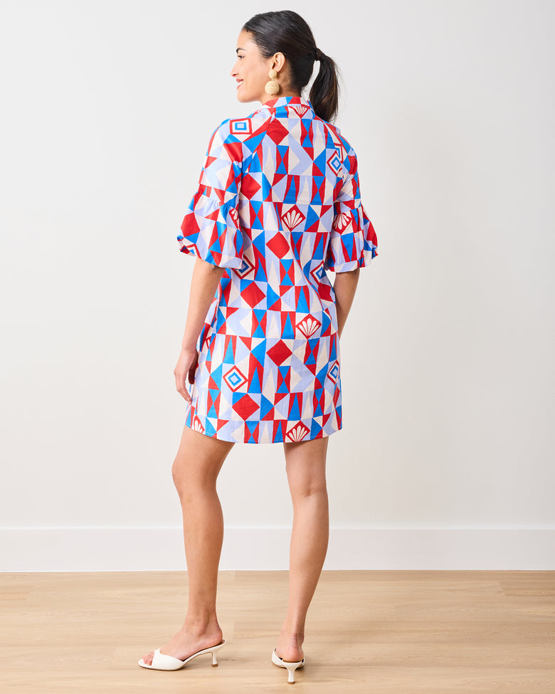 Underwater Mosaic - Isabella Dress - Retro Red - Printfresh