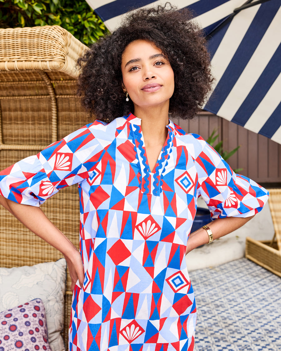 Underwater Mosaic - Isabella Dress - Retro Red - Printfresh