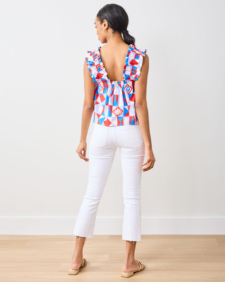 Underwater Mosaic - Maya Top - Retro Red - Printfresh