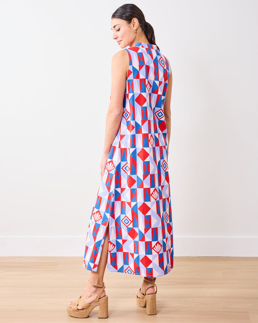 Underwater Mosaic - Ocean View Long Tunic Dress - Retro Red - Printfresh