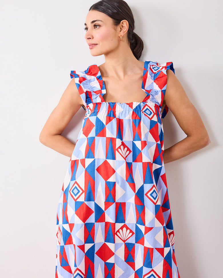 Underwater Mosaic - Serenity Dress - Retro Red - Printfresh