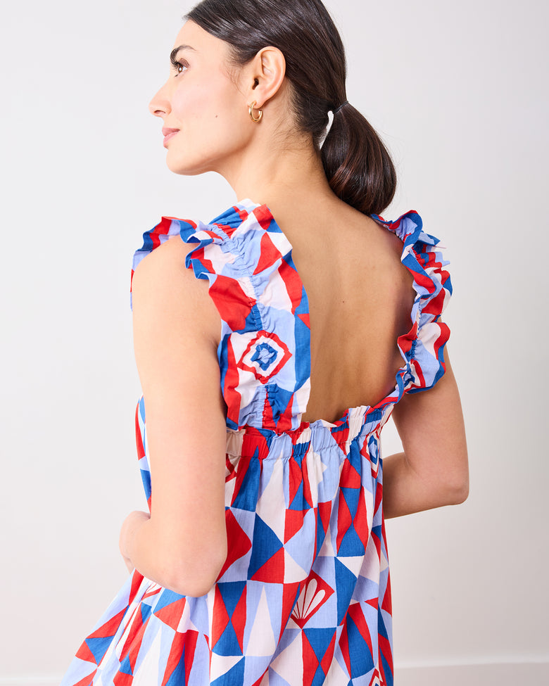 Underwater Mosaic - Serenity Dress - Retro Red - Printfresh