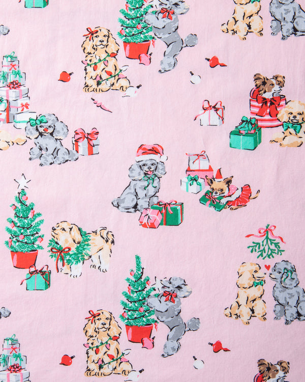 PF x The Hiltons Christmas Poodle Party - Long PJ Set - Rose - Printfresh