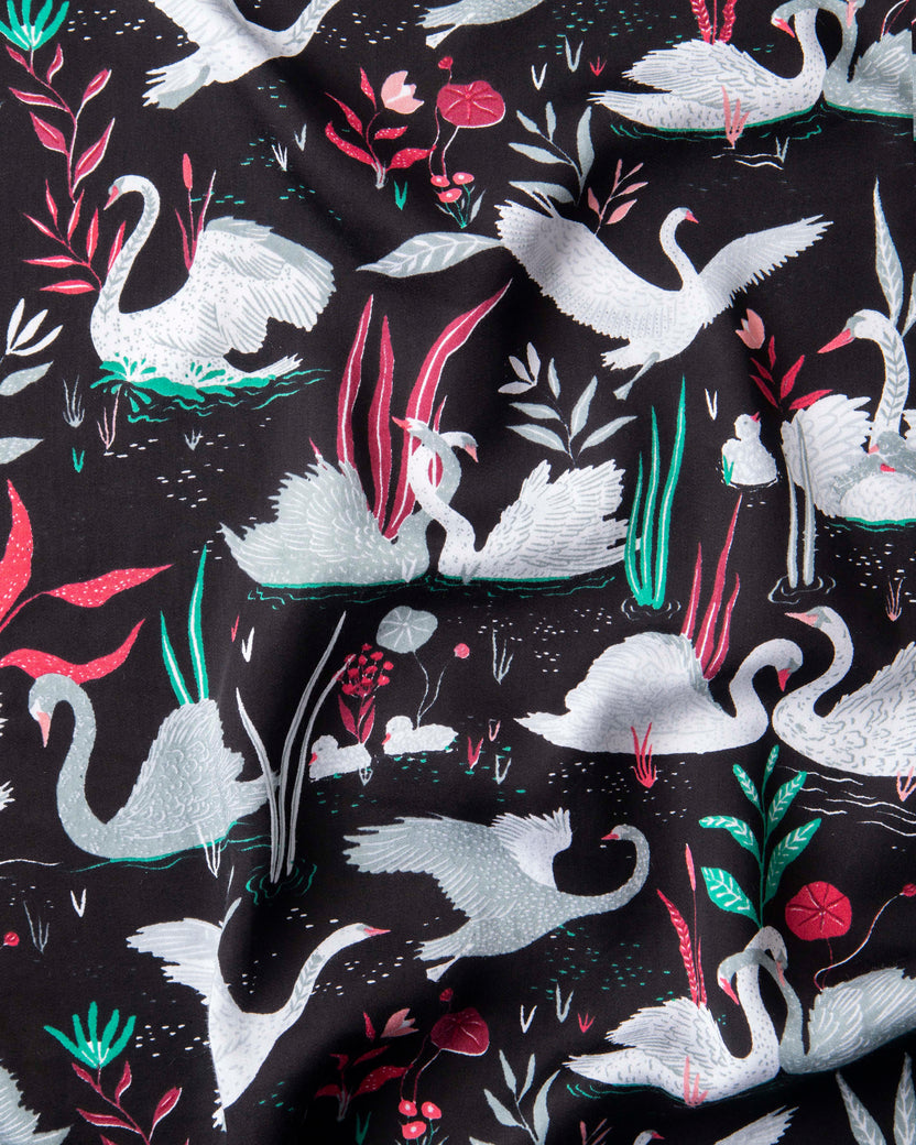 Enchanted Swans - Eco Satin Wildest Dreams Set - Starless Sky - Printfresh