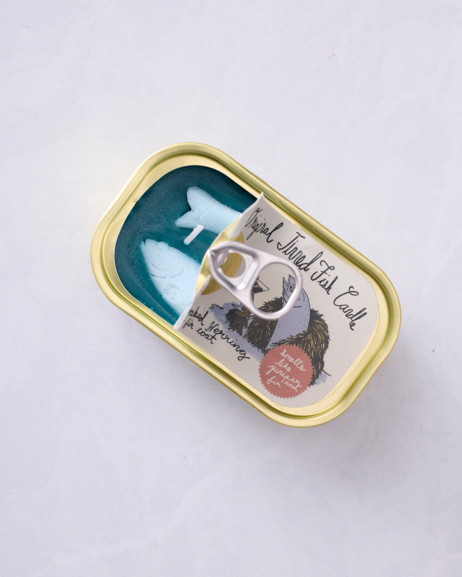 Tinned Fish Candle - Juniper & Fraser Fir - Tinned Candle - Printfresh
