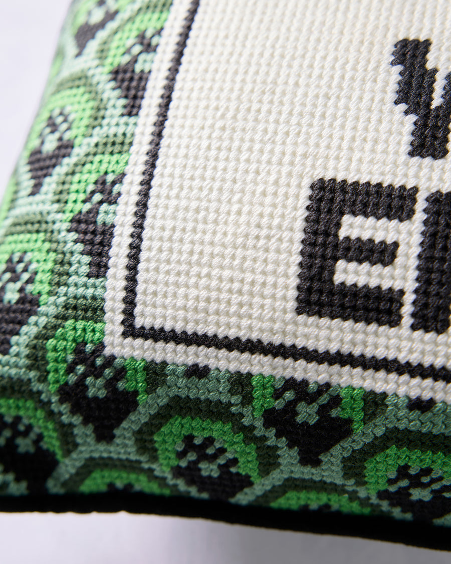 Green Combo - Bad Witch Energy Needlepoint Pillow - Furbish Studio