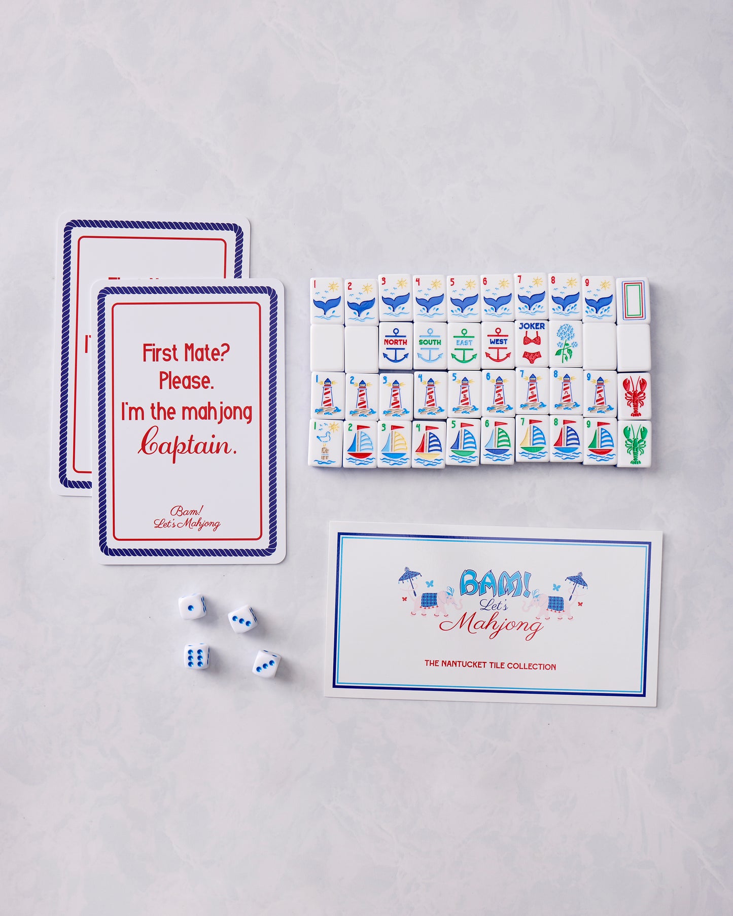 Nantucket - Mahjong Tile Set with Mat & Shufflers - Bam! Let’s Mahjong®