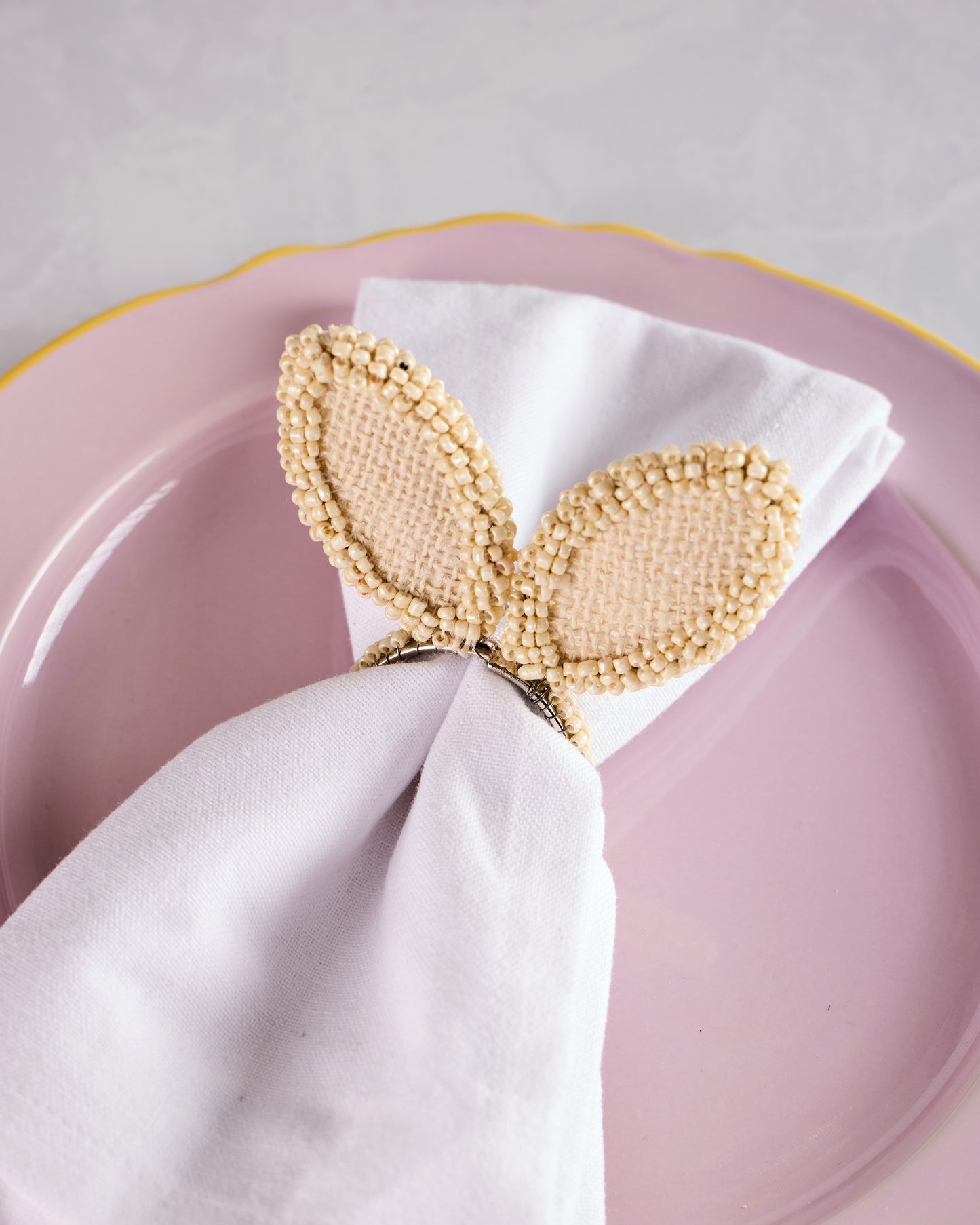 Ivory - Bunny Ear Napkin Ring - Primitives by Kathy - Printfresh