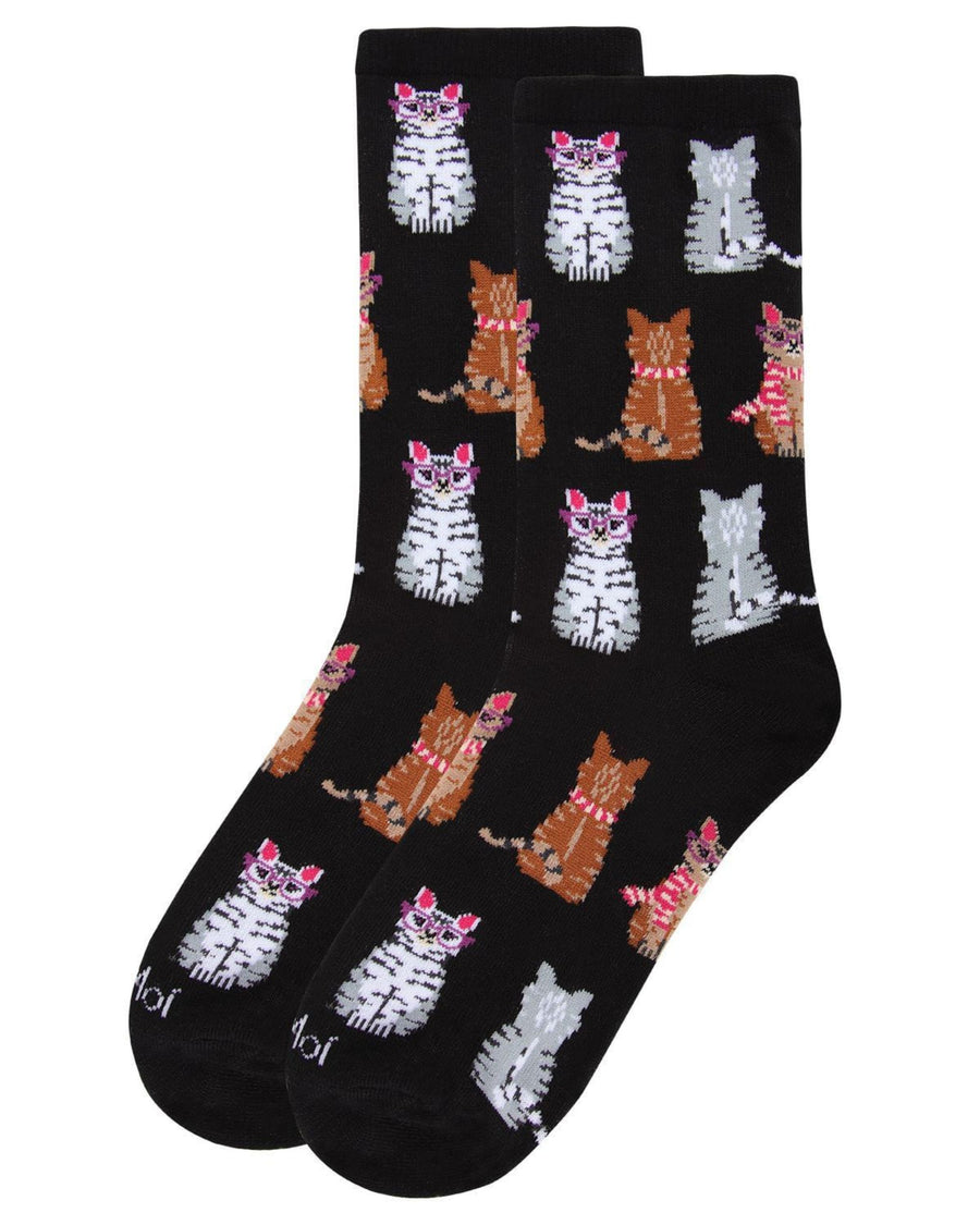 Black Combo - Studious Cats Bamboo Blend Crew Socks - Infinity Classics International Inc.