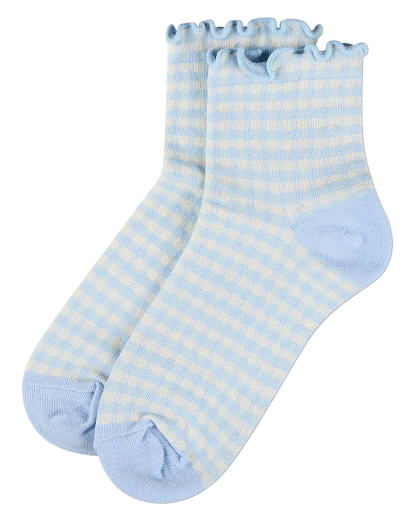 Blue Check - Gingham Anklet Sock - Infinity Classics - Printfresh